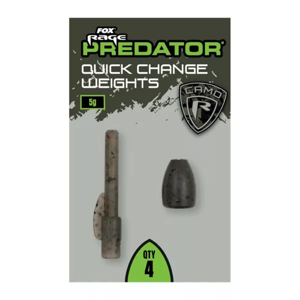 Fox Rage Predator Camo Quick Change Weights Hitro zamenljiva plovčna utež 5g 4 kosi