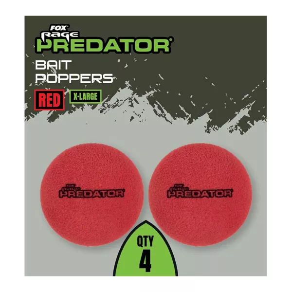 Fox Rage Predator Bait Poppers Izjemno Velik Rdeč Vaba Dvigalka 4 kosi