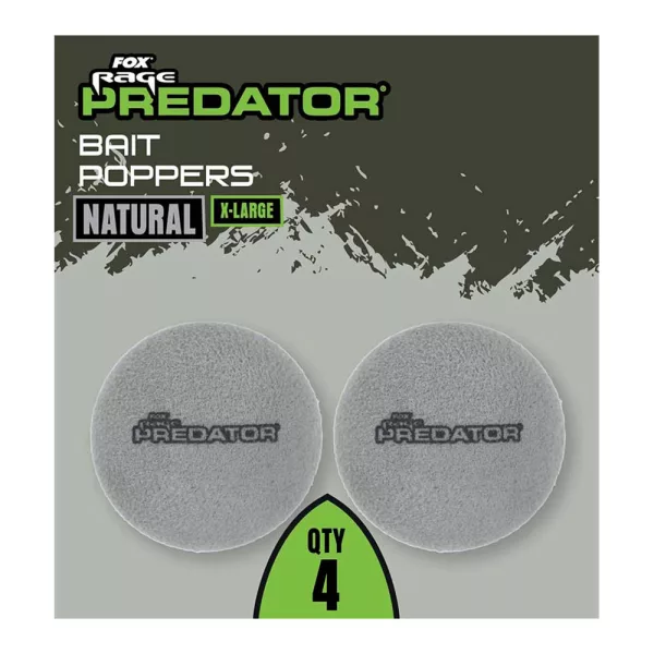 Fox Rage Predator Bait Poppers Izjemno Velik Naravno Siv Vaba Dvigalka 4 kosi