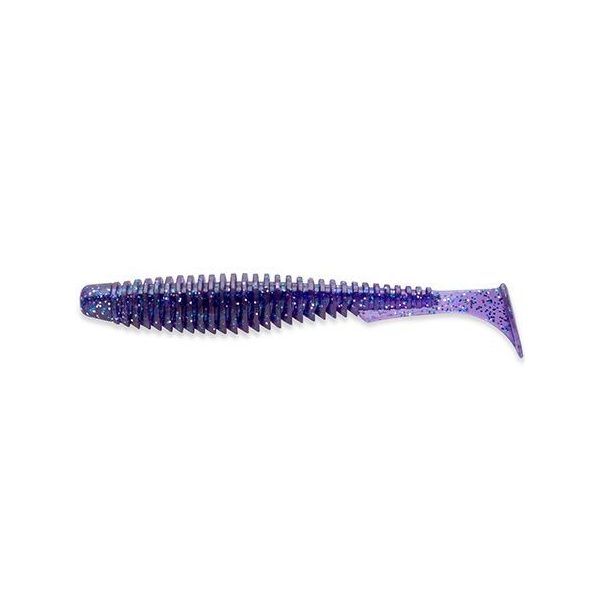 FISHUP U-Shad 10,16cm (8pcs.), #060 - Temno vijolična/Peacock & Srebrna Plastična vaba