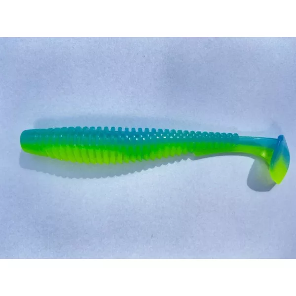 FISHUP U-Shad 10,16cm (8pcs.), #206 - Sky/Chartreuse Plastična vaba