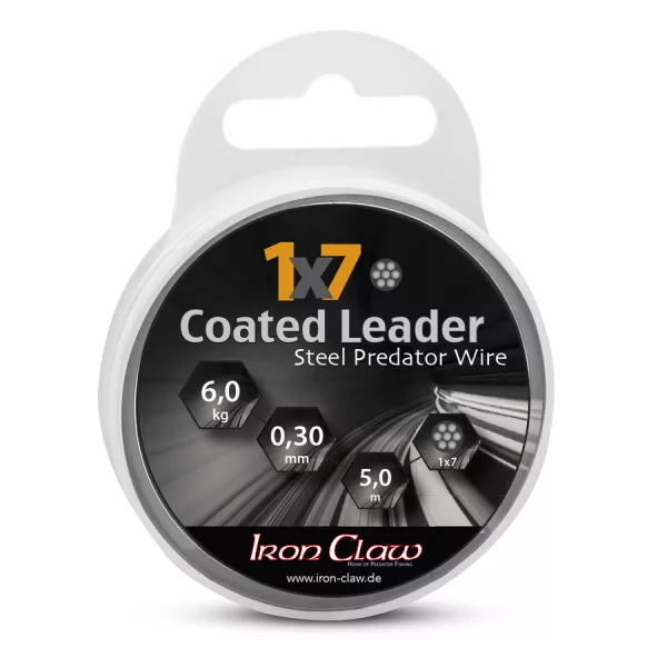 Iron Claw 1x7 Coated Leader Fekete 0,27mm 5m Bevonatos Acél Előkezsinór