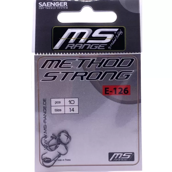 MS Range E-126 Method Strong 14 Füles, Szakállas Horog 10db