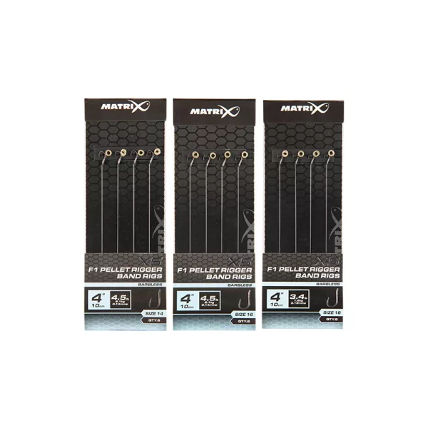 Matrix X5 F1 Pellet Rigger Band Rigs 18 10cm Füles, Szakáll Nélküli Monofil Előkötött Horog Csaligyűrűvel 8db