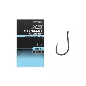   Matrix X5 F1 Pellet Rigger 12 Barbless Trnek z ušescem, brez brade 10db
