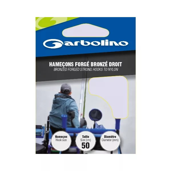 Garbolino Staight Bronze Forged Hooks 16 ploščatega tipa, bradati monofilni predvezani trnek 10 kosov