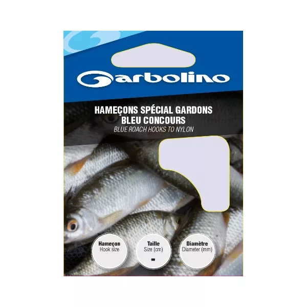 Garbolino Blue Roach Hooks To Nylon 16 Ploščata, Z brado Monofil Predvezan Kavelj 10db