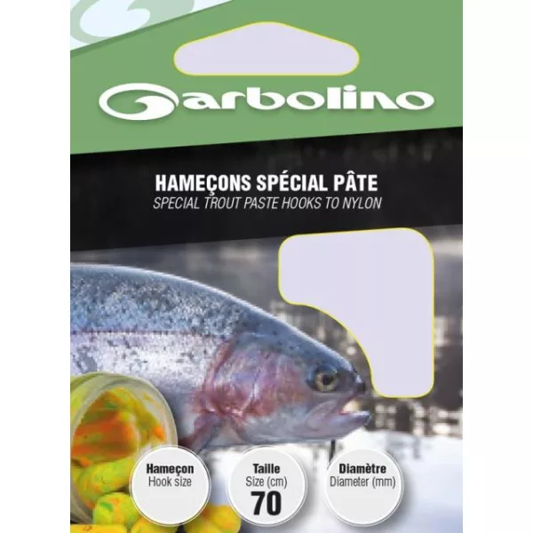 Garbolino Trnek za postrvjo pasto na najlonu 8 s ploščico, monofil predvezan trnek z bodico 10db