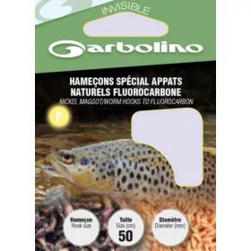  Garbolino Nickel Maggot/Worm Hooks To Fluorocarbon 14 ploščatega tipa, bradati monofilni predvezani trnek 10 kosov