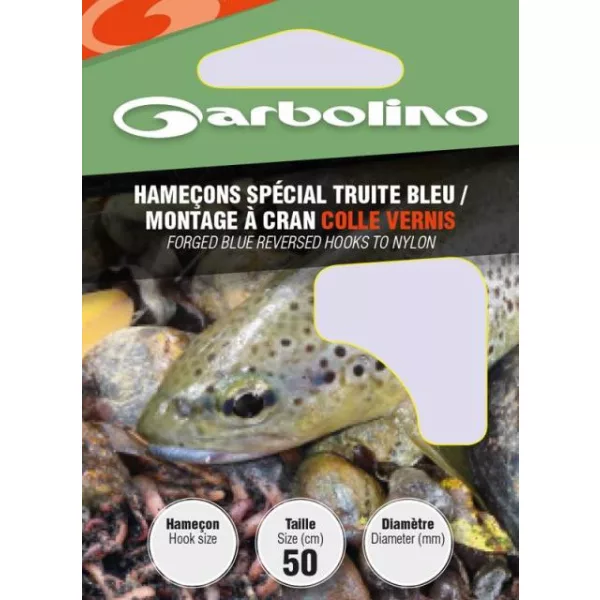 Garbolino Blue Reversed Hooks To Nylon 10 ploščatega tipa, bradati predvezani trnek 10 kosov