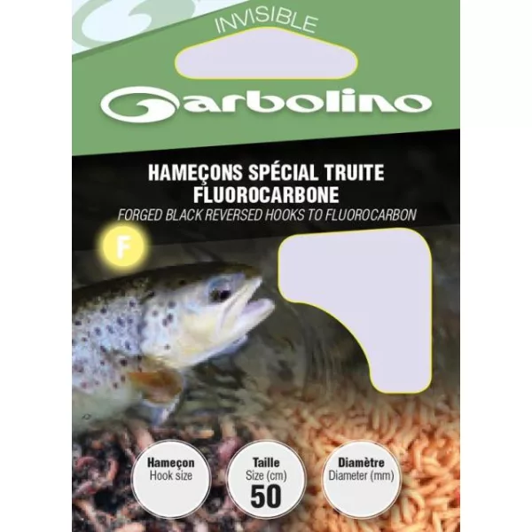 Garbolino Blue Reversed Hooks To Nylon 8 ploščatega tipa, bradati predvezani trnek 10 kosov