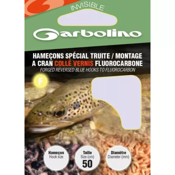 Garbolino Forged Reversed Blue Hooks To Fluorocarbon 12 ploščatega tipa, bradati monofilni predvezani trnek 10 kosov