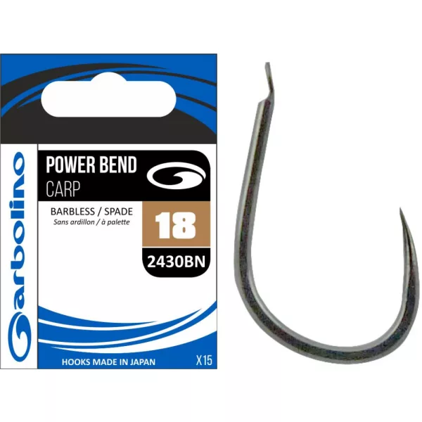 Garbolino - COMMERCIAL MATCH HOOKS - POWER BEND CARP 2430BN - BARBLESS 14 trnek