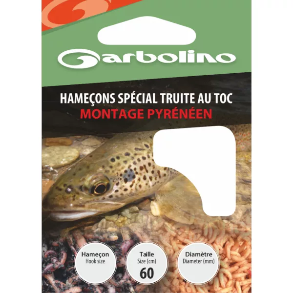 Garbolino Special Trout Hooks / Pyrenean Rig 8 ploščatega tipa, bradati monofilni predvezani trnek 10 kosov