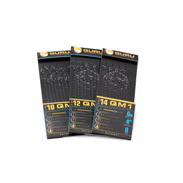Guru QM1 Bayonet 12 Vdeven, Brezbradat Monofil Predvezan Kavelj 8 kosov