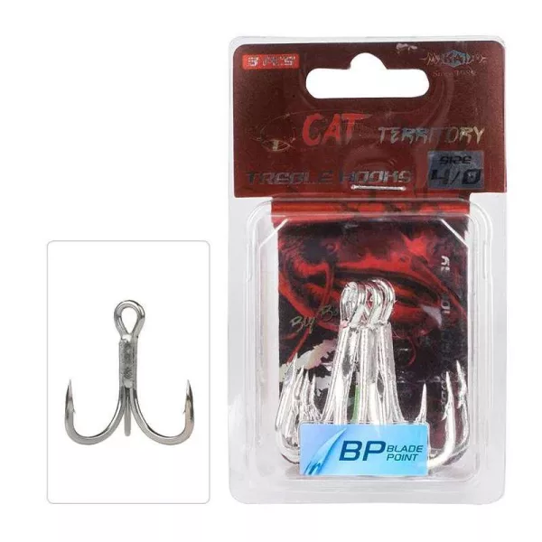 Mikado Cat Territory Treble Hook 2/0 Z ušesom Z bodico Trojni kavelj za plenilske ribe 3 kos