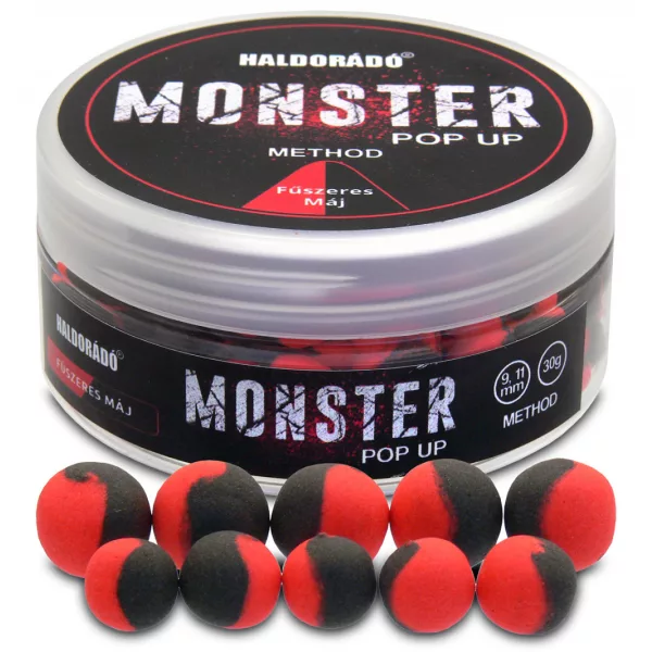 Haldorádó Monster Pop Up Method Začinjena jetra 30gr 9-11mm