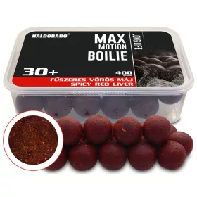   Haldorádó Max Motion Bojli Long Life Začinjena Rdeča Jetra 400gr 30mm Bojli