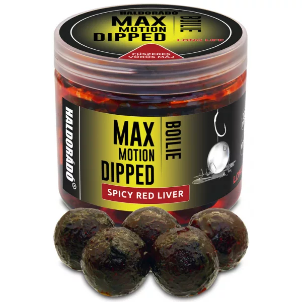 Haldorádó Max Motion Bojli Dipped Začinjena Rdeča Jetra 100gr 20mm Bojli