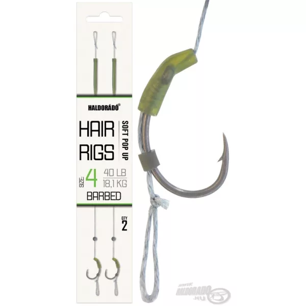 Haldorádó Soft Pop Up Hair Rigs 4 Kavljev, Kavelj z brado in laksom za bojle 2 kosa