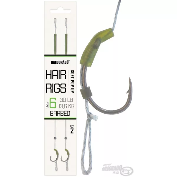 Haldorádó Soft Pop Up Hair Rigs 6 Kavljev, Kavelj z brado in laksom za bojle 2 kosa