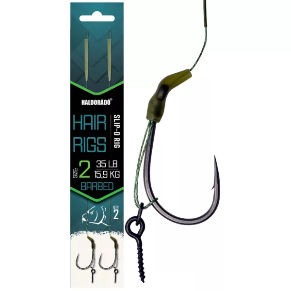 Haldorádó Slip D-Rig 2 Füles, Szakállas Fonott Előkötött Horog 2db