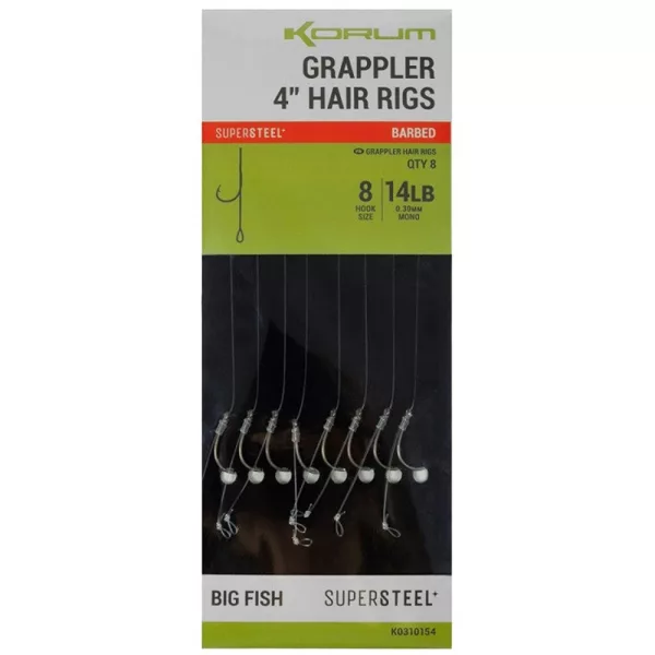 Korum Grappler Hair Rigs 10cm 10 Monofilni predvezni trnek z brado in ušesom