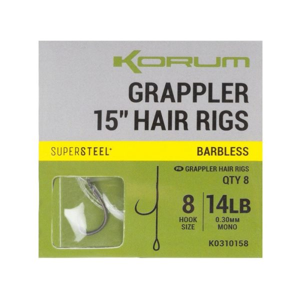 Korum Grappler Hair Rigs 38cm 8 Brezžični monofilni predvezni trnek z ušesom