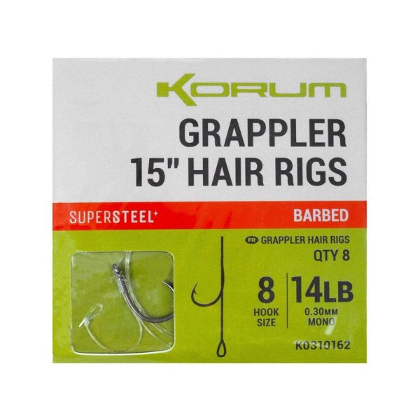 Korum Grappler Hair Rigs 38cm 14 Monofilni predvezni trnek z brado in ušesom