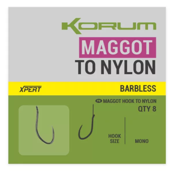 Korum Xpert Maggot Hooks To Nylon Monofil Predvezan Trnek brez bodice 14