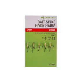   Korum Bait Spike Hook Hairs Barbed 14 Vaba z očesom in brado s trnom 5 kos