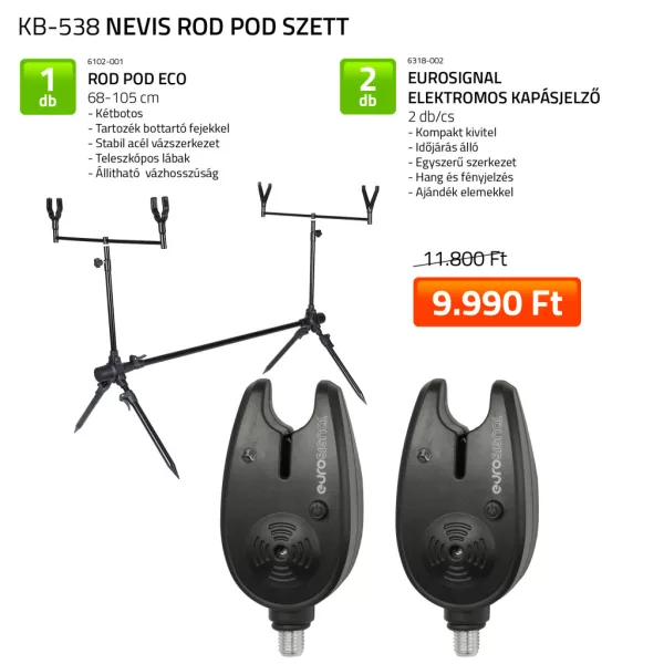 Nevis Eco Rod Pod + Eurosignal Električni Indikator Ugriza Ribiški Set