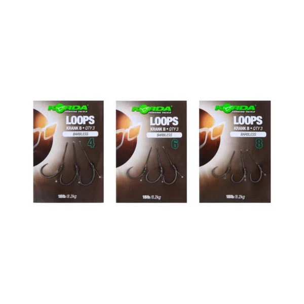 Korda Loop Rigs Size 6 Krank Barbless 18lb - predvezana vrvica za boili kavelj