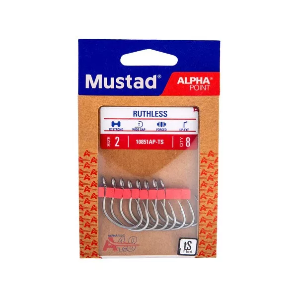 Mustad Ruthless Eyed 3/0 Kavelj z ušescem, z bodico 6db