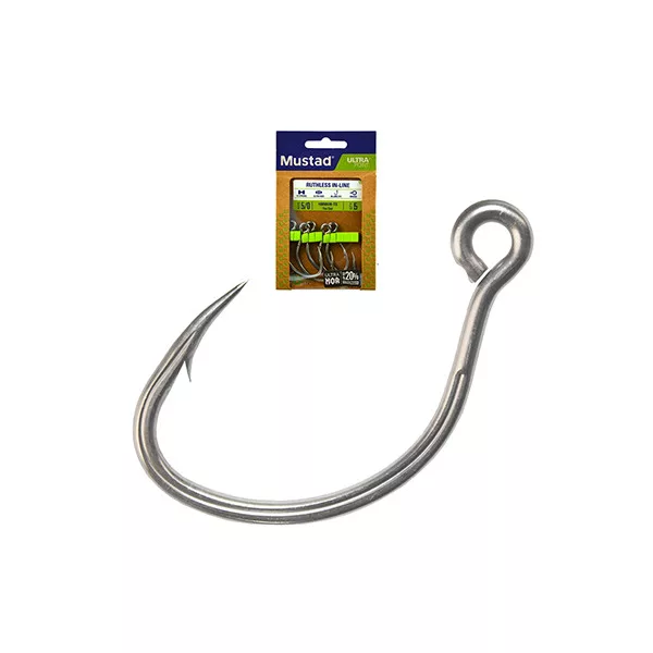 Mustad Ruthless In-Line Titan Steel 1 Z ušescem, trnek z bodico 6 kos