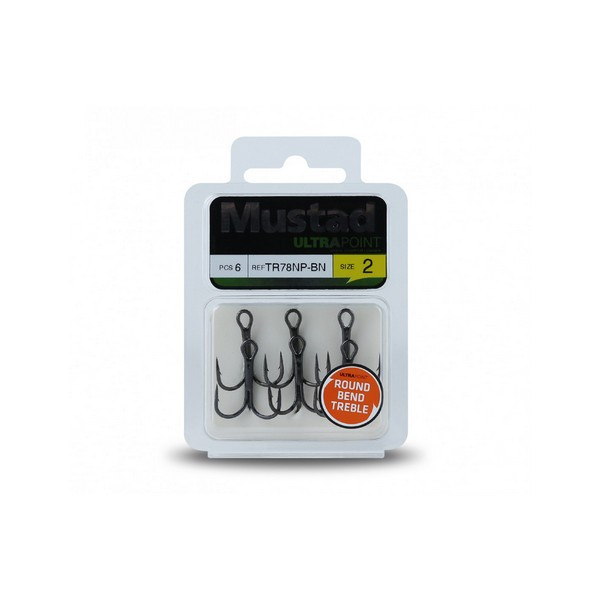 Mustad NP Round Bend Treble Hook 8 Trojni kavelj brez zalusti 6 kos