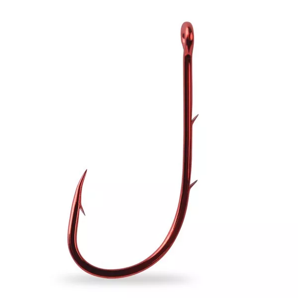 Mustad Red Baitholder Hook 1 10 kosov Kljuka z ušesom in bodičjem za smuča