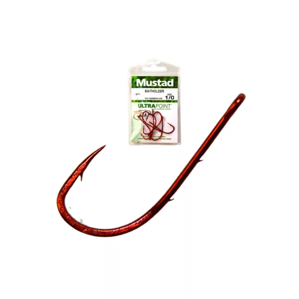 Mustad Red Baitholder 4/0 Kavelj z ušesom, bodljikast 6 kos