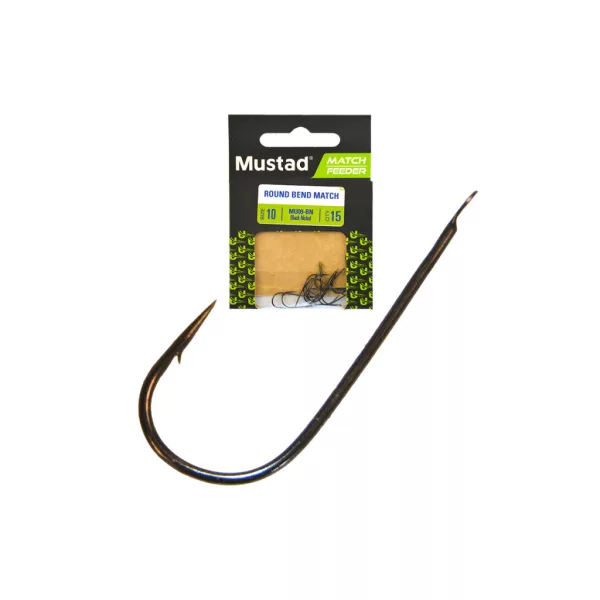Mustad Match Feeder Round Bend Match 14 Lapkás, Szakállas Horog 15db