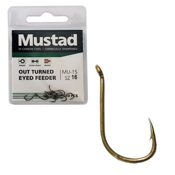 Mustad Ultra Np Out Turned Eyed Feeder 10 10db Ušesni, z zarezami krapova trnka