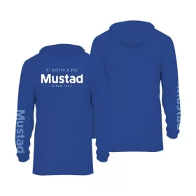   Mustad Modra znamka majica z dolgimi rokavi UV With Hood XL s kapuco