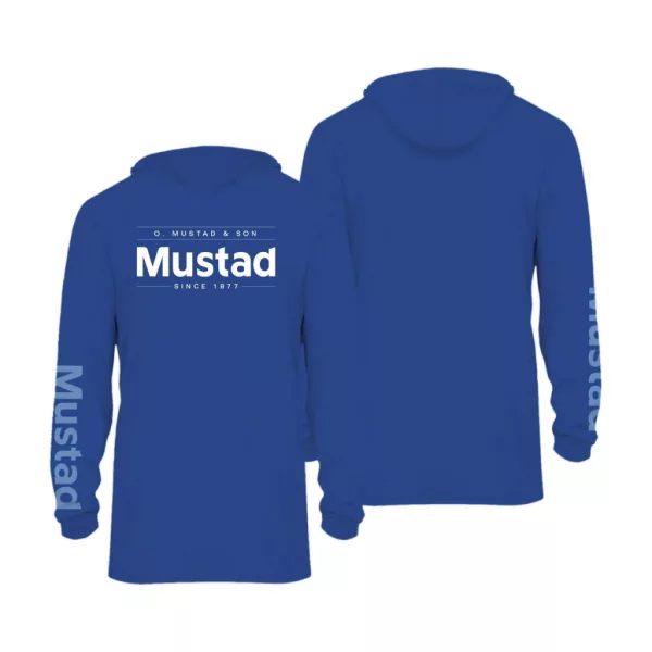 Mustad Modra blagovna znamka Longsleeve UV s kapuco 3XL Dolga majica s kapuco
