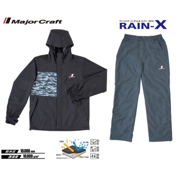 Major Craft Rain-X Črno Dvodelno Dežno Obleko M