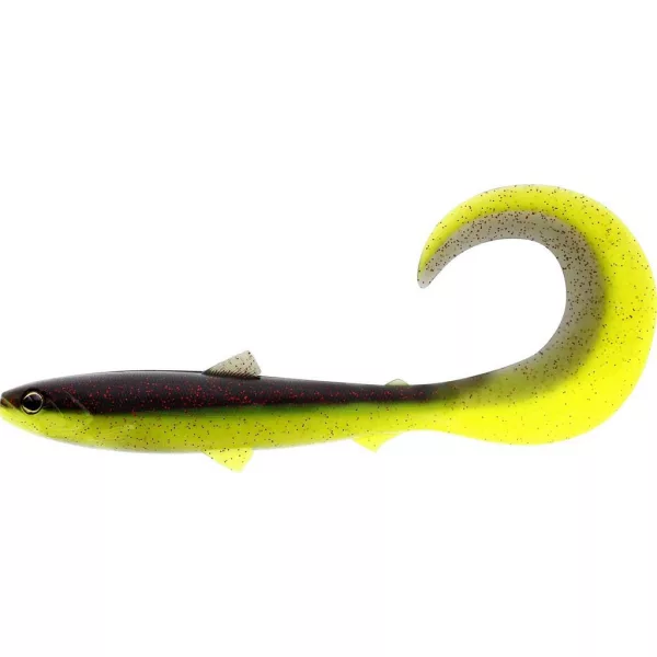 WESTIN BullTeez Curltail 8cm 3g Črna/Chartreuse škatla s 60pcs plastična vaba