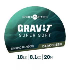   Prowess Gravi-T Super Soft X8 Temno zelena potopna pletena predvrvica 18lb 20m