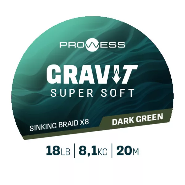 Prowess Gravi-T Super Soft X8 Temno zelena potopna pletena predvrvica 18lb 20m