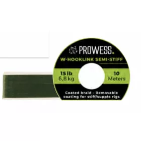   Prowess W-HOOKLINK SEMI-STIFF BRAID 15LB GREEN pletena vrvica za predvrvico za bojle, prevlečena pletena vrvica