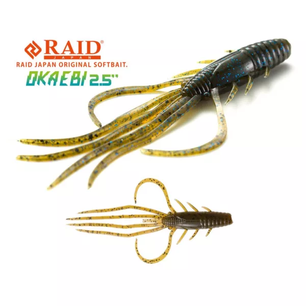 Raid Oka Ebi 6,3cm 001 Green Pumpkin Seed Plastična vaba 8 kosov