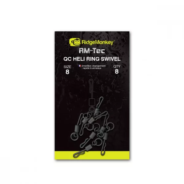 Ridgemonkey Rm-Tec Quick Change Heli Ring Swivel Size8 Hitri Vrtljiv člen 8 kos