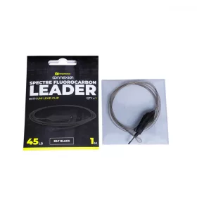   Ridgemonkey Spectre Fluorocarbon Uni Lead Clip Leader - Silt Črna Krapolovna montaža